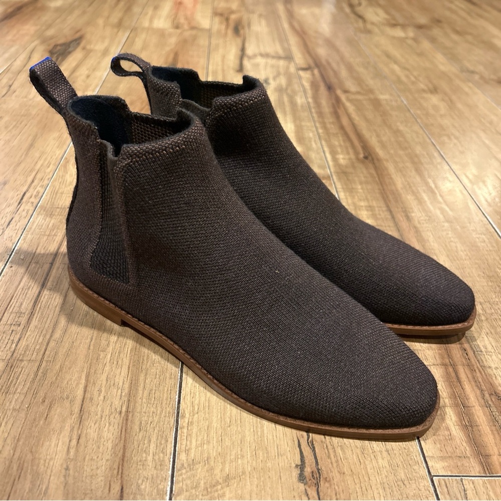 Rothy's Chelsea Ankle Boots Brown Merino Wool-Blend - Size 8 Womens NWOT